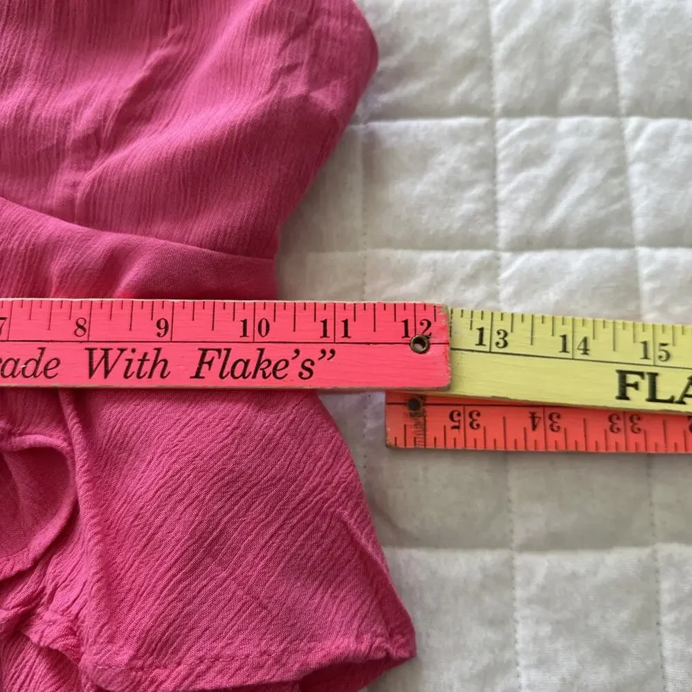 Hollister Mini Dress Womens XS Hot Pink Strappy Tiered Ruffle Babydoll Coquette - Picture 8 of 9